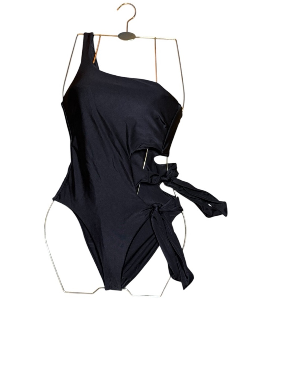 Hurley Black One-Shoulder Cutout One-Piece Swimsuit with Side Ties